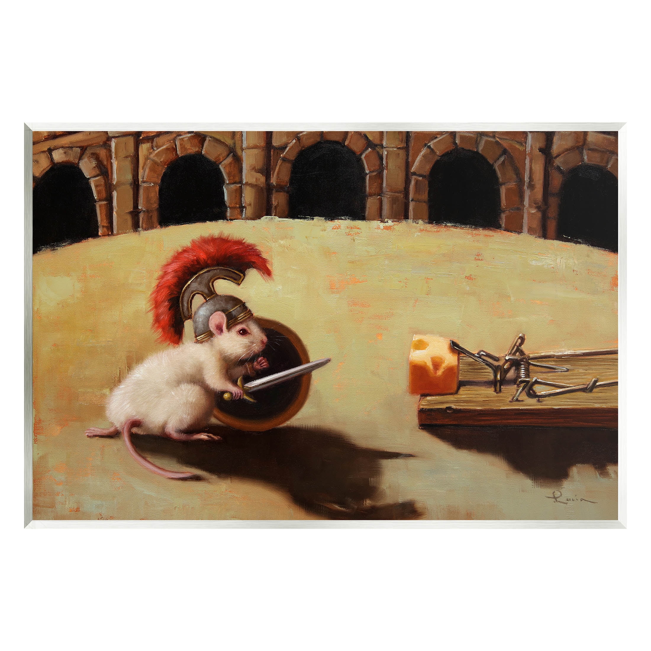 Mouse Vs Mousetrap Funny Battle Animals & Insects Painting Unframed Art Print Wall Art