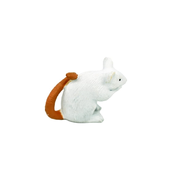 Mouse, White Sitting Realistic Toy Model Plastic Decoration, Kids Educational Gift 1.75" F1674 B63