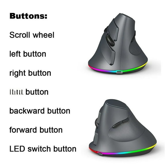 Mouse Wireless Gaming Mouse Rechargeable 1200/1600/2400/3200/4800/7200 DPI Ergonomic Design PC Gaming Mouse