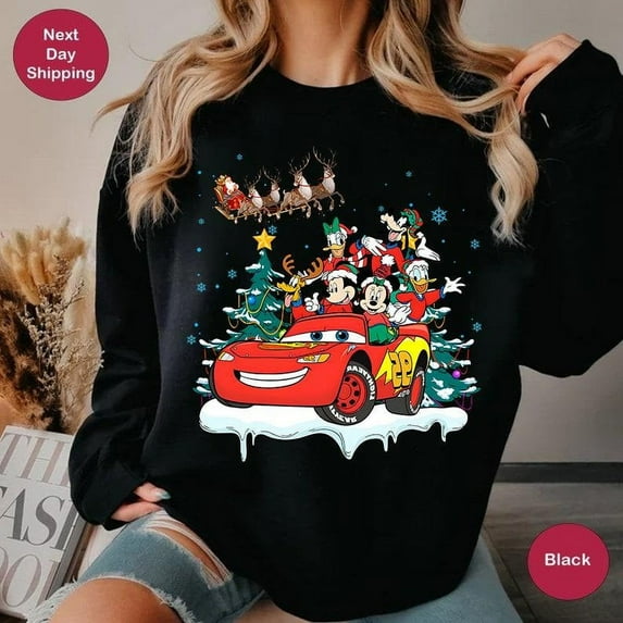 Mouse and Friends Christmas Sweatshirt, Lightning McQueen Christmas Sweatshirt, Christmas Tree Shirt, Christmas Family Shirt