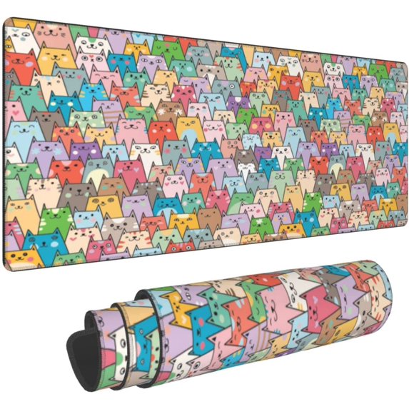 Mouse pad Cute Funny Cat ,XXL Large Gaming Laptop Anime Mouse Pad, Stitched Edges Big Desk Pads, Extended PC Keyboard Waterproof and Non-Slip 31.06 x 11.8inches Rubber Table Mat