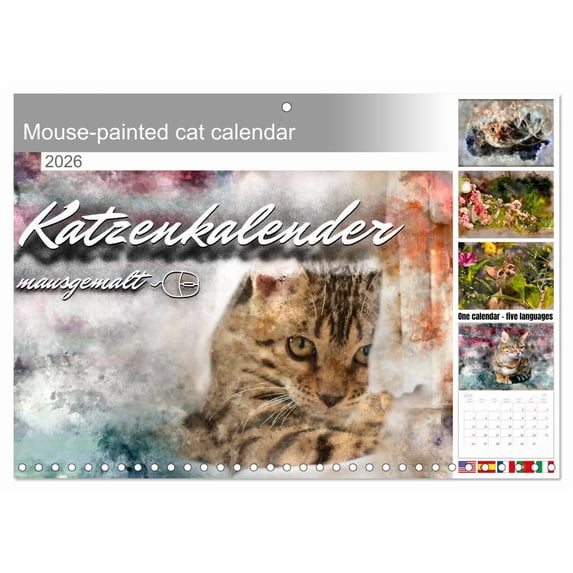 Mouse-painted cat calendar (Monthly Wall Calendar 2026 11.7 x 16.5 (open)), CALVENDO 14 Month Calendar
