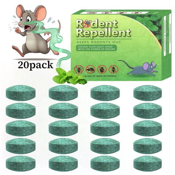 MouseRodentRepellent, 20 Pack Peppermint Oil Mouse Traps for Rat Mice, Ant, Roach, Spider, Squirrel, Nature Mouse Deterrent for Indoor Outdoor Use, for Garden & Home, Family & Pet Safe