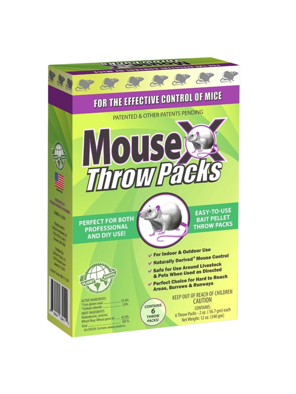 Rodent Killer Bait Pellet Throw Packs for Rats & Mice – Poison Free, Pet Safe Indoor & Outdoor Use Pellets 6 Throw Packs - 620212