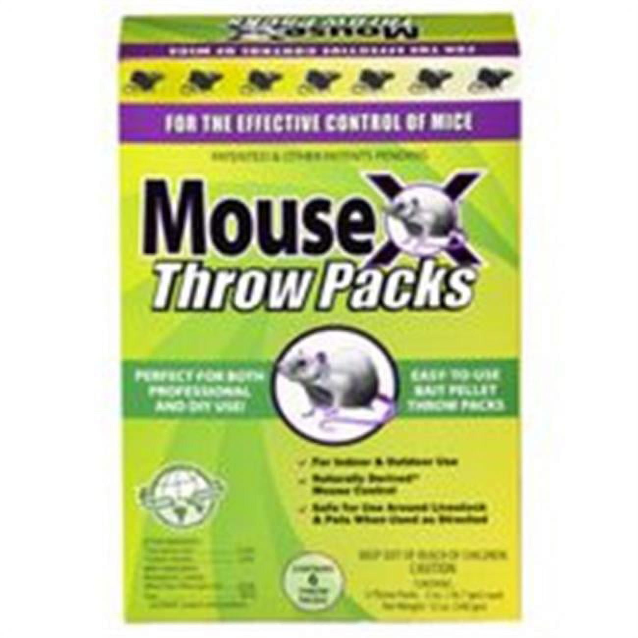 MouseX Throw Packs Bait Pellets for Mice, Pack of 6 - 12oz, EcoClear Products