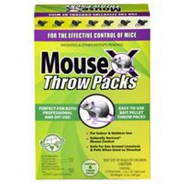 MouseX Throw Packs Bait Pellets for Mice, Pack of 6 12oz, EcoClear