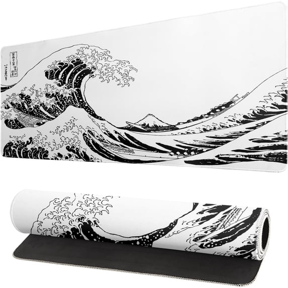 Mousepad 31.5 x 11.8 inches, Large Gaming Mouse Mat with Non-Slip Base, Extended Anime Mouse pad, Full Keyboard Mat with Stitched Edges for Gaming and Office (Grey)