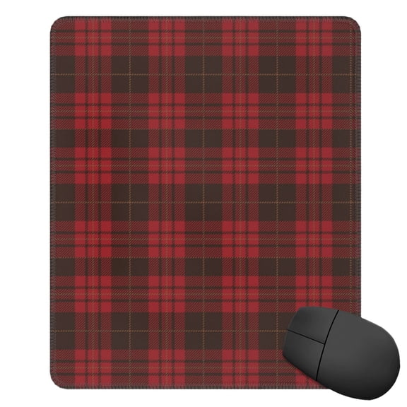 Mousepad Black Red Tartan Non-Slip Rubber Base Mouse Mat For Laptop Computer Gaming Office 11.8×9.85 Inches