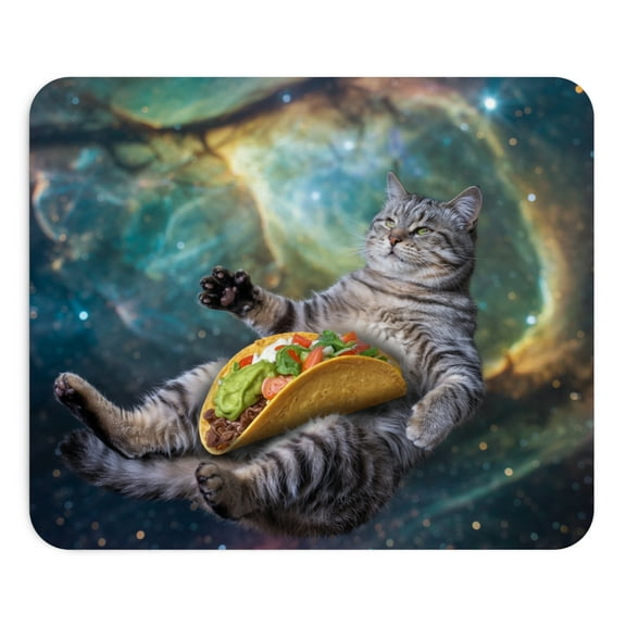 Mousepad Funny Cat in Space Taco Meme Galaxy Humor Desk Accessory