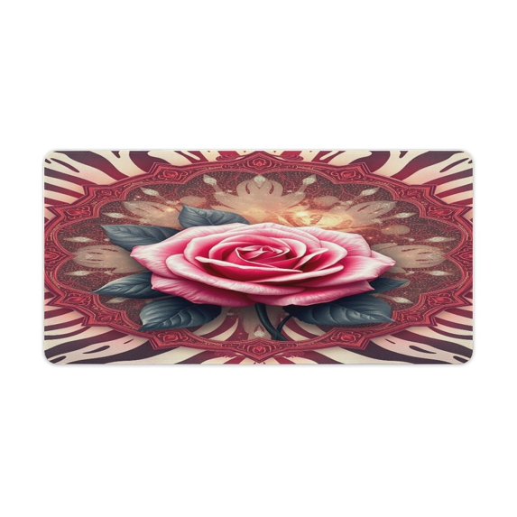 Mousepad Rose And Zebra Print Pattern Desk Protector Mat On The Table Pads Laptop Computer Mat Mouse Pad Desk Mat