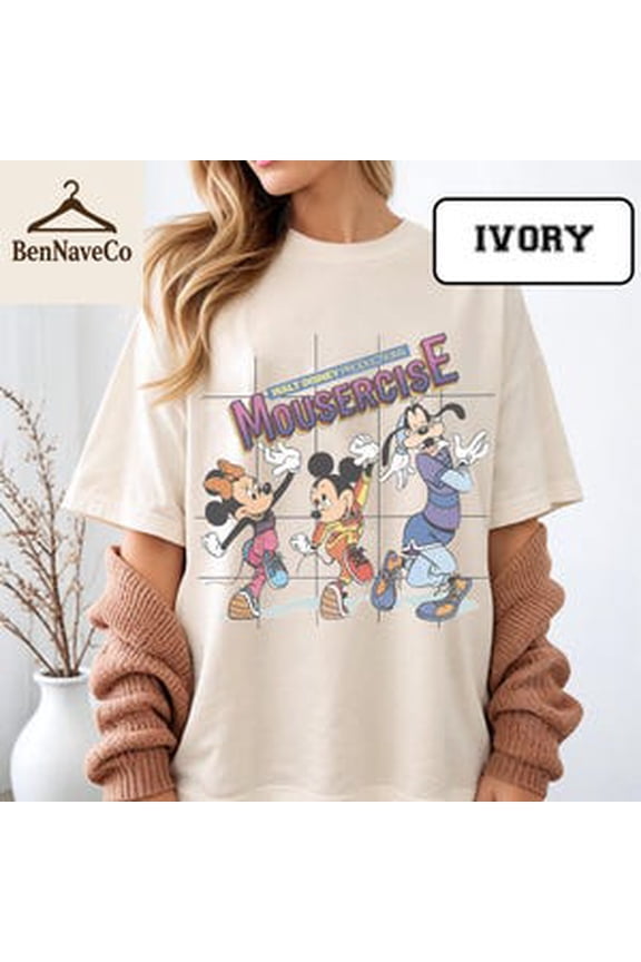 Mousercise Workout Shirt, Retro Disney Aerobics Tee, 80s Mickey Goofy Minnie Fitness Shirt, Vintage Exercise Theme T-Shirt, Funny Gym Top