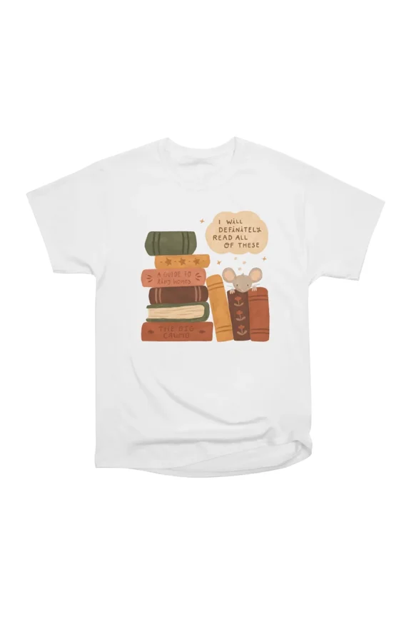 Mouses Book Pile T-Shirt Tee Gift For Him Merch For Her Apparel For Friend