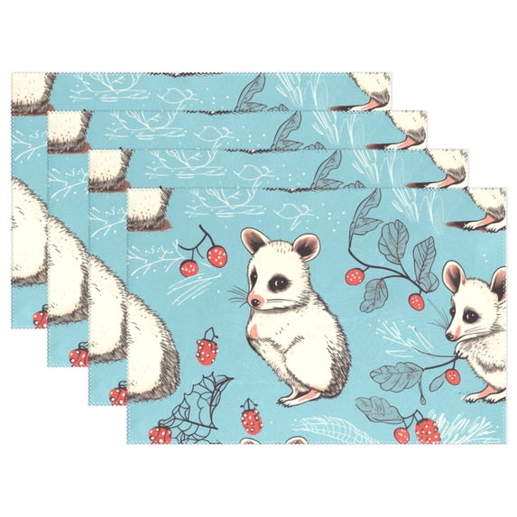 Mouses Fruits Leaves 12×18 inch Placemats Heat Resistant Washable Foldable Rectangular Placemats Set Decoration Indoor Outdoor for Kitchen Dining Table 4PCs