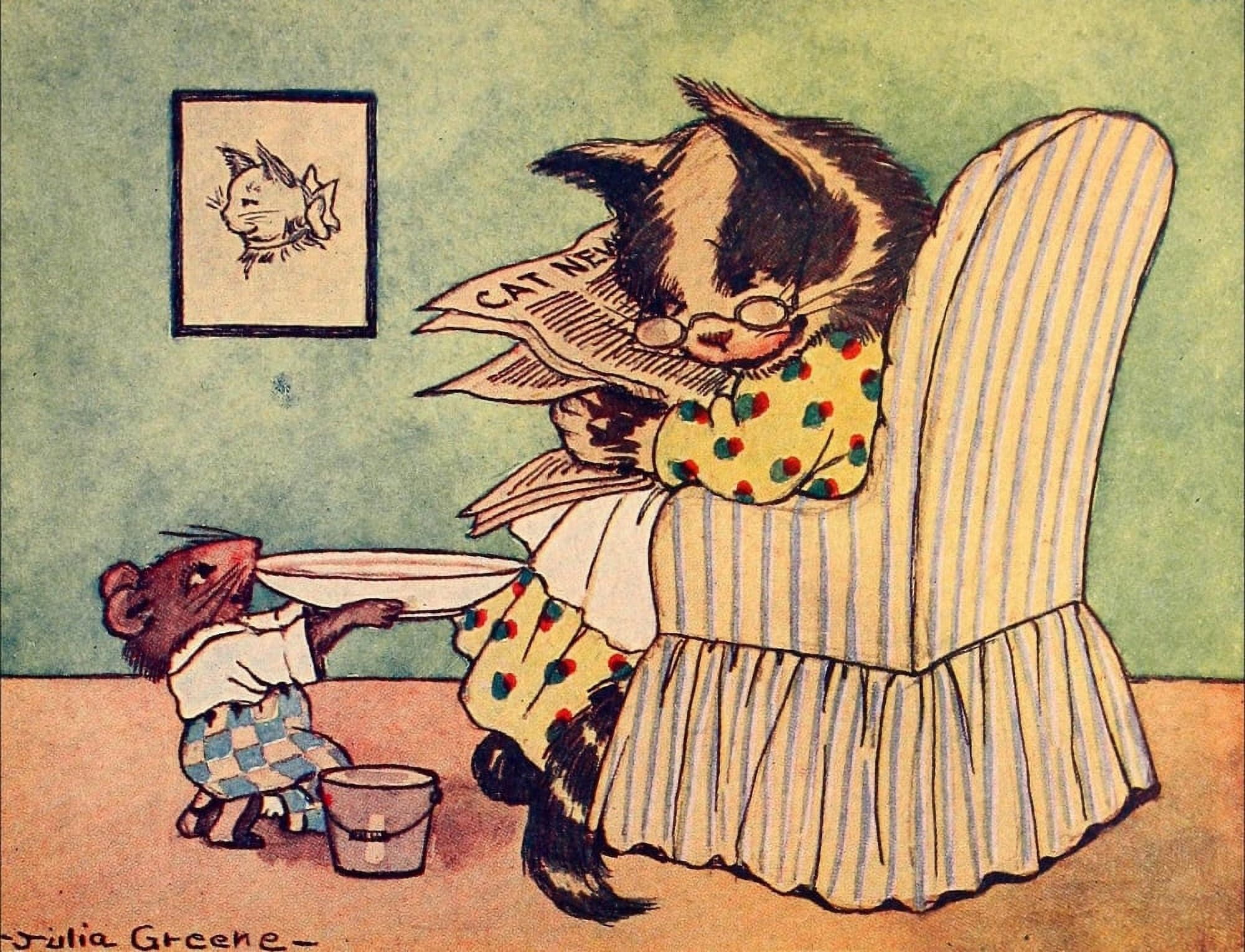 Mouses Tail c1917 The Cat & the Mouse Canvas Art - Julia Greene (18 x 24)