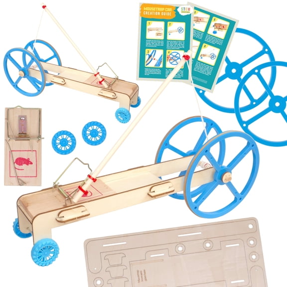 Mousetrap Car Kit (2-Pack) – Hands-On Physics & Engineering STEM Kits for Classroom Projects, Force & Motion Experiments, Elementary and Middle School Science Lessons, Ages 8 and up