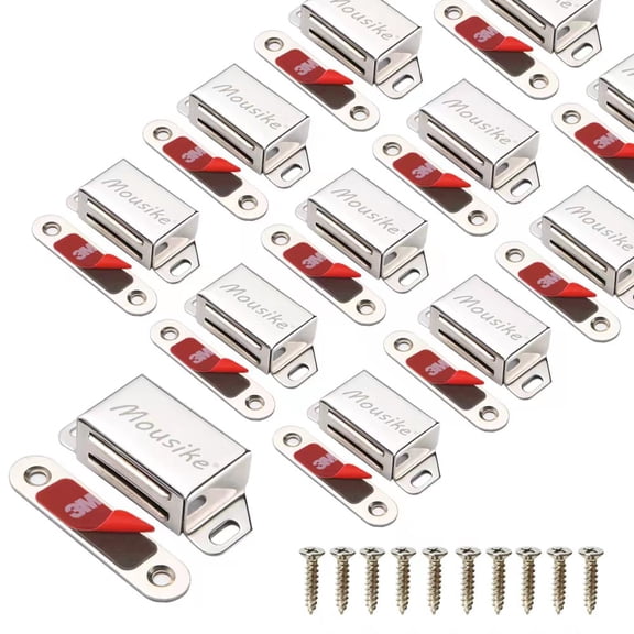Mousike Cabinet Magnets 25lb Stainless Steel Magnetic Door Catch with Strong Magnetic for Kitchen Cupboard Wardrobe Closet Cabinet Door Drawer Latch(2.1"25 lbs(12 Pack))