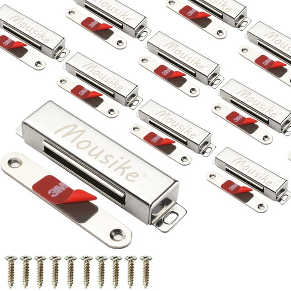 Mousike Magnetic Door Catch,70lb Stainless Steel Cabinet Door Magnets with Strong Magnetic for Kitchen Cupboard Wardrobe Closet Cabinet Door Drawer Latch (3.8"70 lbs(10 Pack))