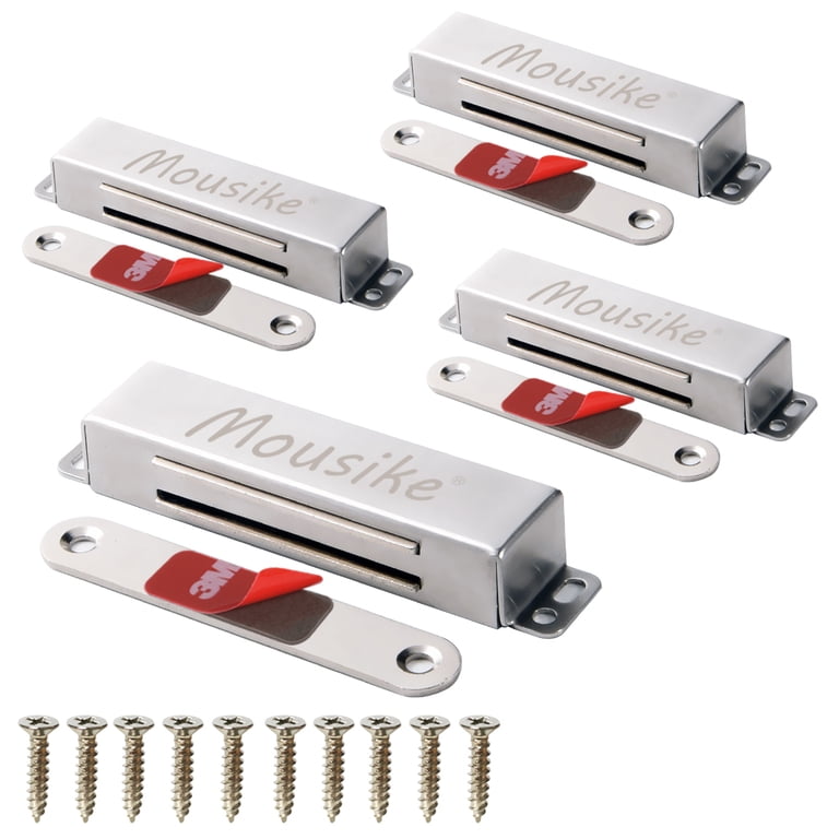 Mousike Magnetic Door Catch, 90lb, Heavy Duty Silver 4 Pack