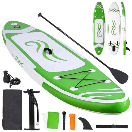 Mousport 10FT Inflatable Stand Up Paddle Board with Pump, Paddle & Backpack for Fishing Yoga Paddling Green