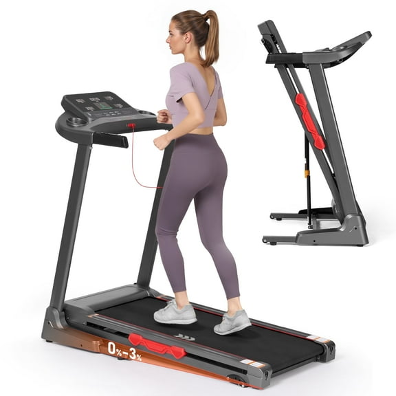 Mousport 17in Manual Incline Treadmill 0.6-9MHP with Smart APP Foldable Treadmill with Incline For Teen Adults Home
