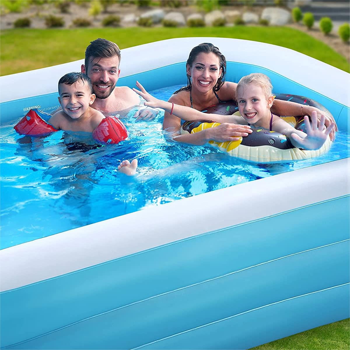 Mousport Large Inflatable Swimming Pool with Pump, 95"x56"x22" Big Family Blow Up Pool for Adults, Full-Sized Thickened Swimming Pool Fast Inflation & Drainage for Summer Water Party