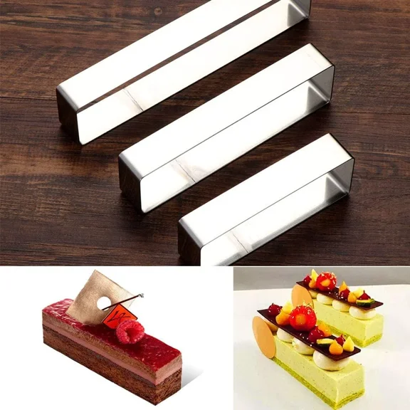 Mousse Mold 3-piece Set, Rectangle Ring Bakeware Tiramisu Cake Baking Cookie Cutters