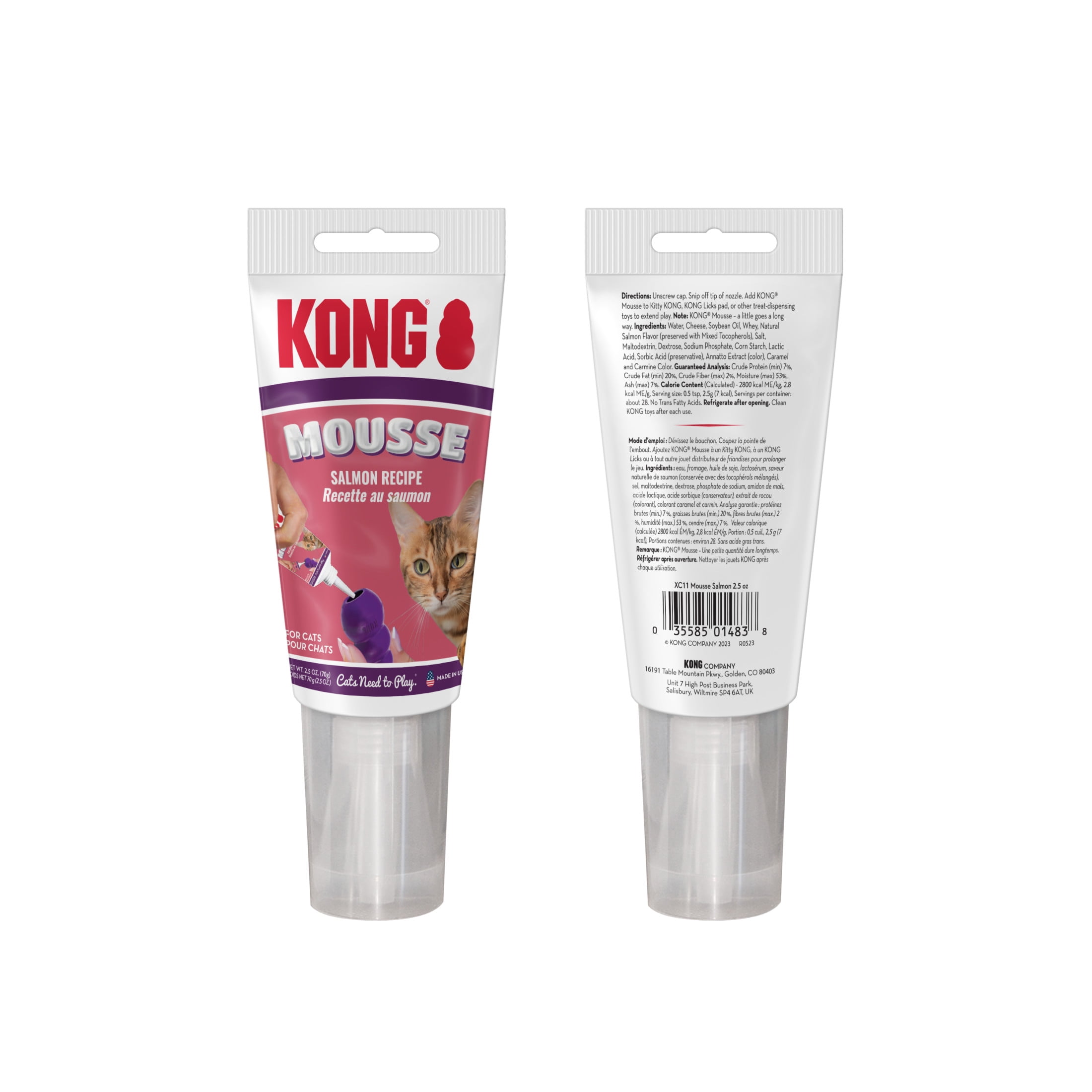 KONG® Mousse Cat Treat, Use w/ Your Kitty KONG or Treat-Dispensing Toys, Salmon, 2.5 Ounce