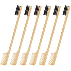 Moustache Comb Edge Brush 3 Piece Bamboo Gentle Control Eyebrow Hair Tool