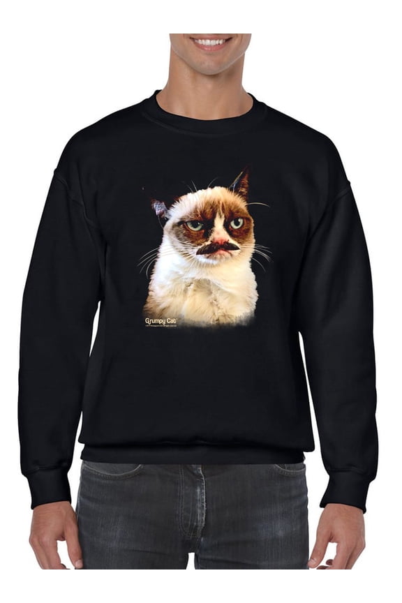 Moustache Grumpy Cat Sweatshirt Men -T-Line Designs, Male 4X-Large
