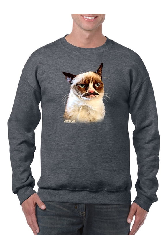 Moustache Grumpy Cat Sweatshirt Men -T-Line Designs, Male Small