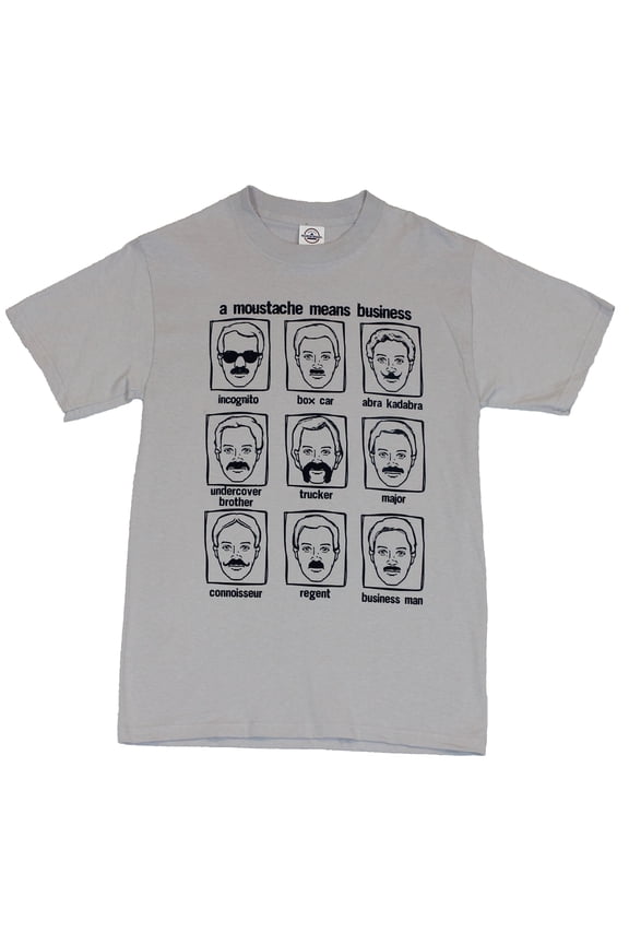 Mens T-Shirt - Multiple Moustaches Defined Image on Gray (Medium)