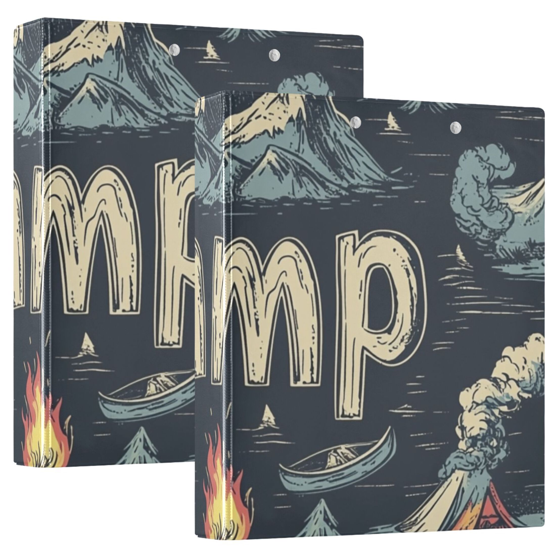Moutain Camp 3 Ring Binders 1.5 inch Hardcover File Folders with Interior Pockets A4 Size Organizer for School Office Hospital Set of 2