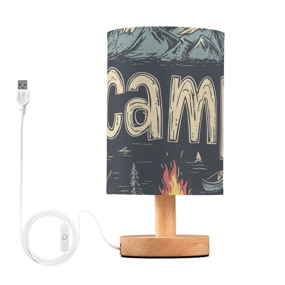 Moutain Camp Table Lamp for Desk Nightstand Lamp with USB Modern Gifts for Bedroom Living Room Kids Room
