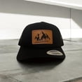 thumbnail image 1 of Moutain Leather Patch Trucker Hat Mountain Range SnapBack Hat Hiking Outdoors Baseball Cap Trendy Apparel for Men and Women Trendy Gift Idea, 1 of 5