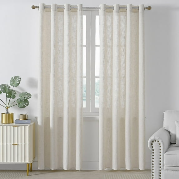 Moutainwind Polyester Linen Textured Curtains Light Filtering Semi-Sheer Grommet Curtain Pair