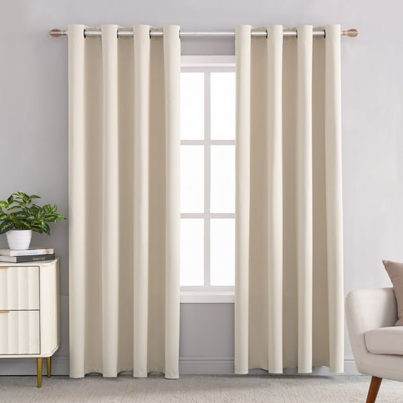Moutainwind Solid Color Metal Grommet Room Darkening Curtain Panel (Set of 2),Pearl,52"*63"