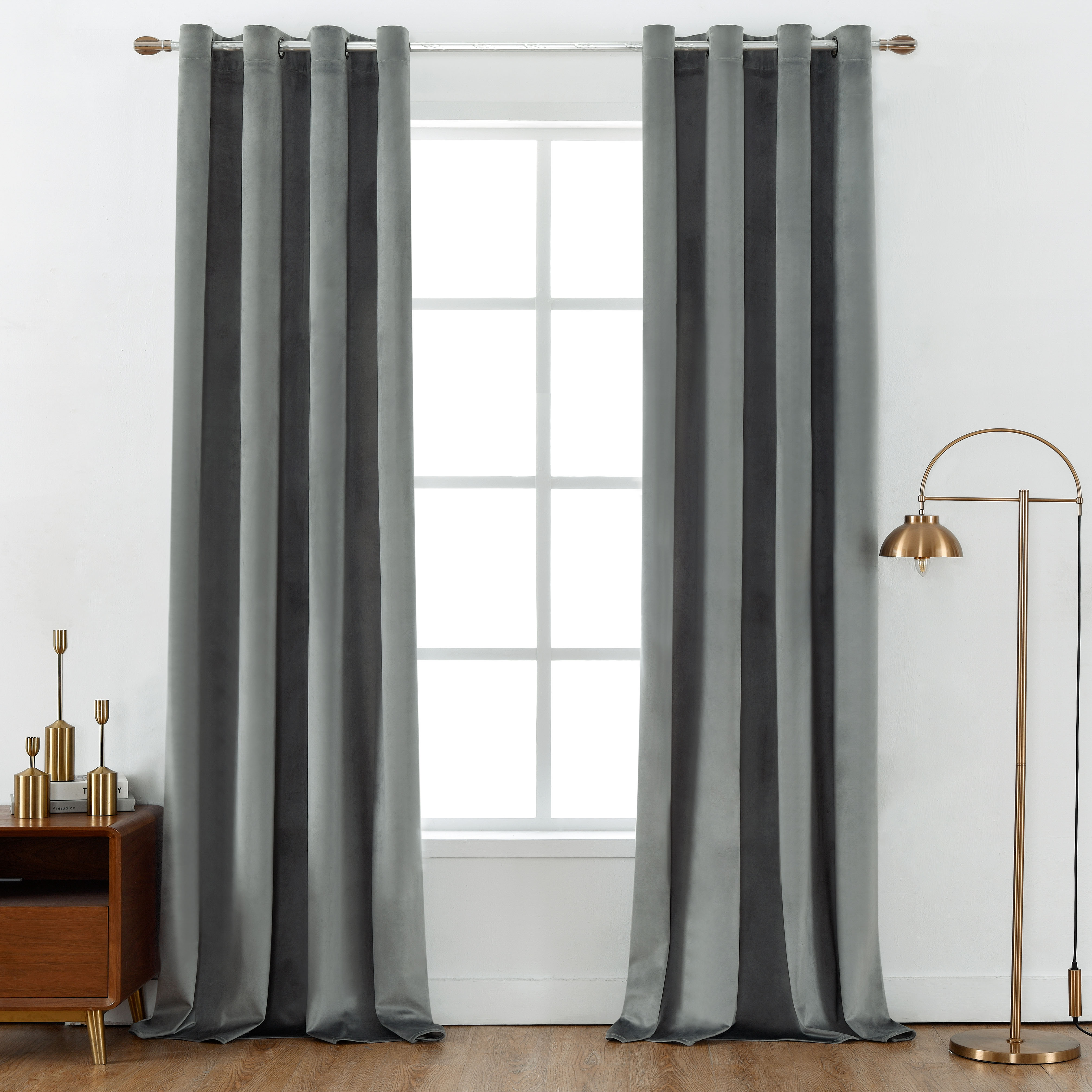 Moutainwind Velvet Solid Color Metal Grommets Blackout Curtain Panel