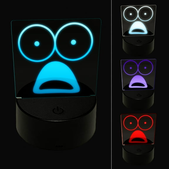 Mouth Agape Shocked Face LED Night Light Sign 3D Illusion Desk Nightstand Lamp