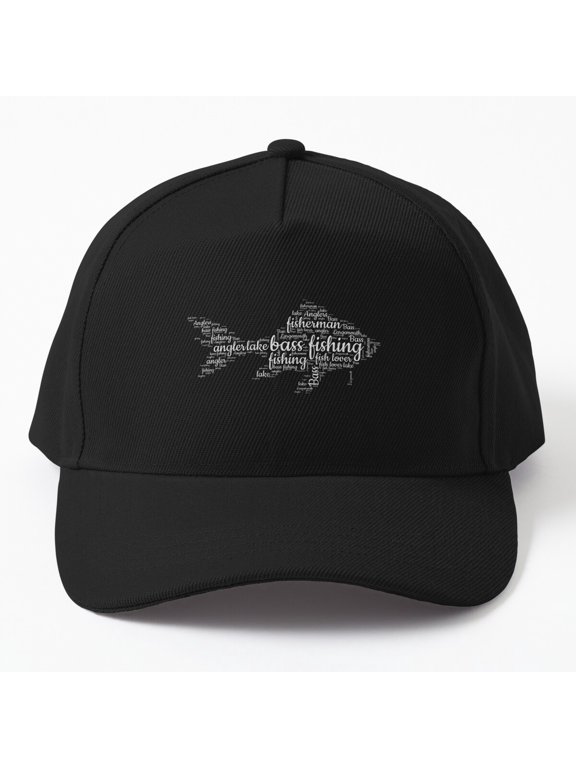 Mouth Bass Fishing Word Cloud Baseball Cap Angler Outdoor Hat Design