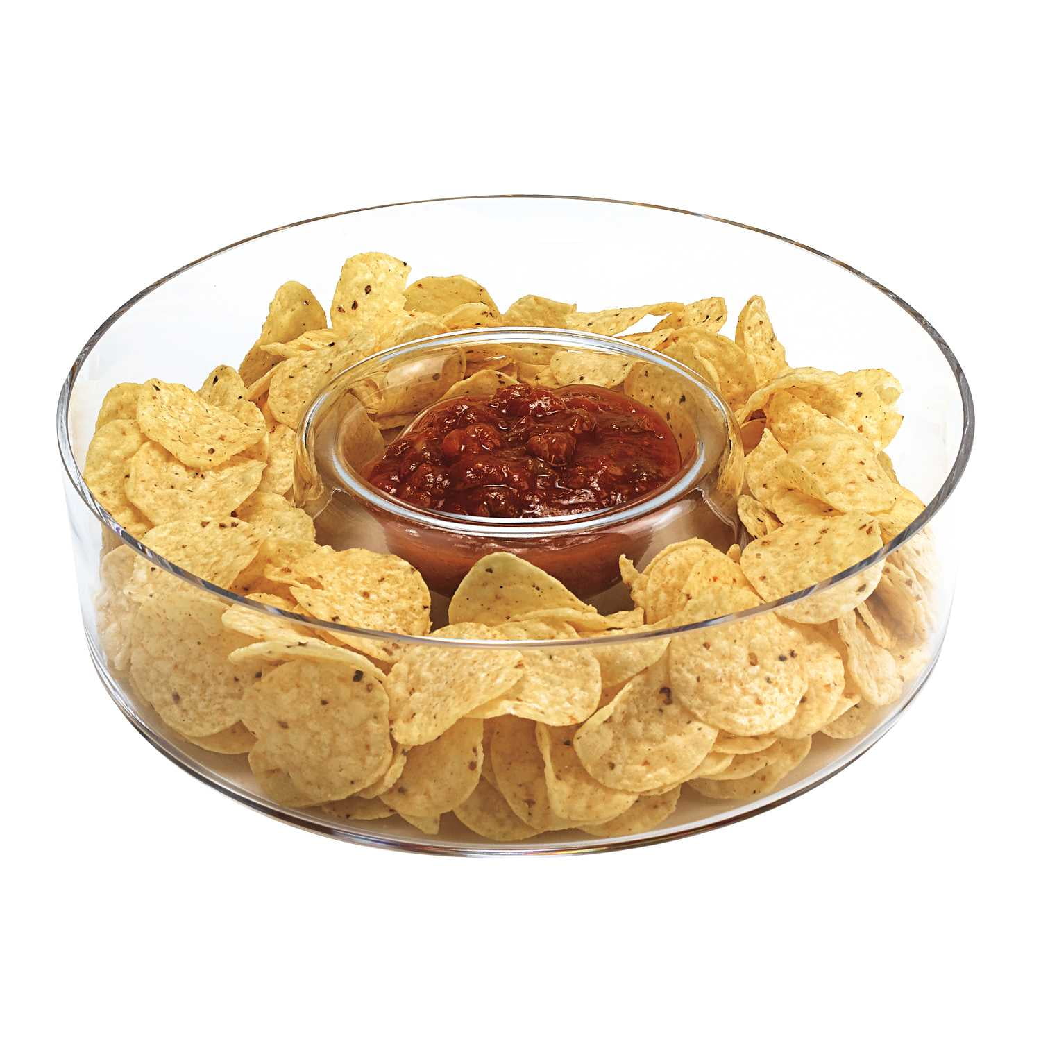 Clear Glass Chip and Dip Serving Bowl