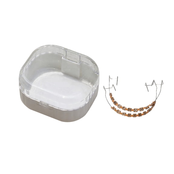 Mouth Guard Case, Small Plastic Case, 2X2 In, Clear Plastic Box, Denture Retainer, Daily Oral Care, Orange Base, 2 Pc