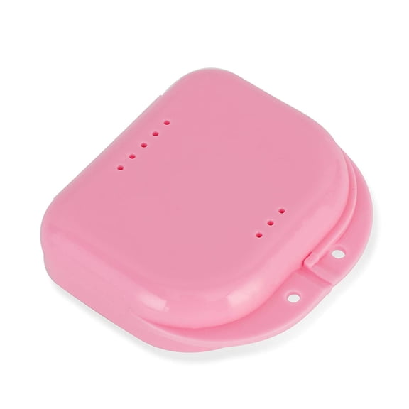 Mouth Guard Container Case Orthodontic Retainer Carry Case with Vent Holes, Denture Holder Aligner Case Small for Household, Office, Travel - Pink