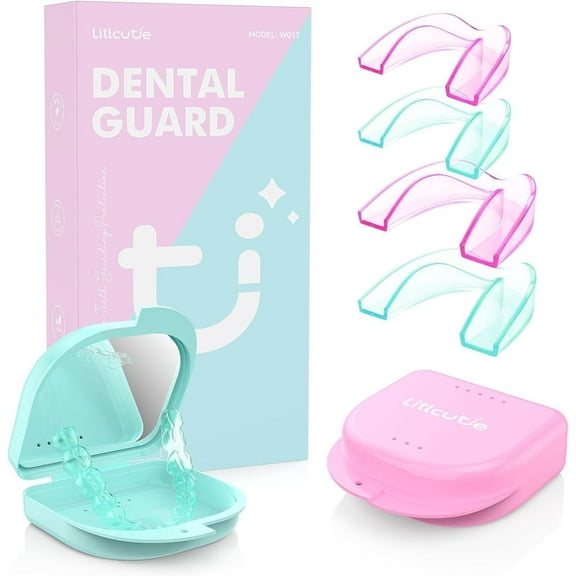 Mouth Guard for Grinding Teeth at Night, 2 Color Night Guards for Teeth Grinding, Reusable Teeth Grinding Mouth Guard for Sleep, Mouthguards for Grinding of Teeth, 4 Pcs/2 Sizes