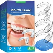 Kidsjoy 2 Sizes Mouth Guard for Teeth Grinding, 4Pcs Moldable Dental Night Guard to Prevent Bruxism, Teeth Whitening Trays, Pro Dental Guard for Moldable