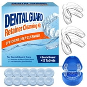 Mouth Guard for Grinding Teeth at Night, Teeth Grinding Mouth Guard for Sleep, Sleep Mouth Guard with 12 Cleaning Tablets, Anti Snoring Mouthpiece, Night Guards for Teeth Grinding, 4Pack