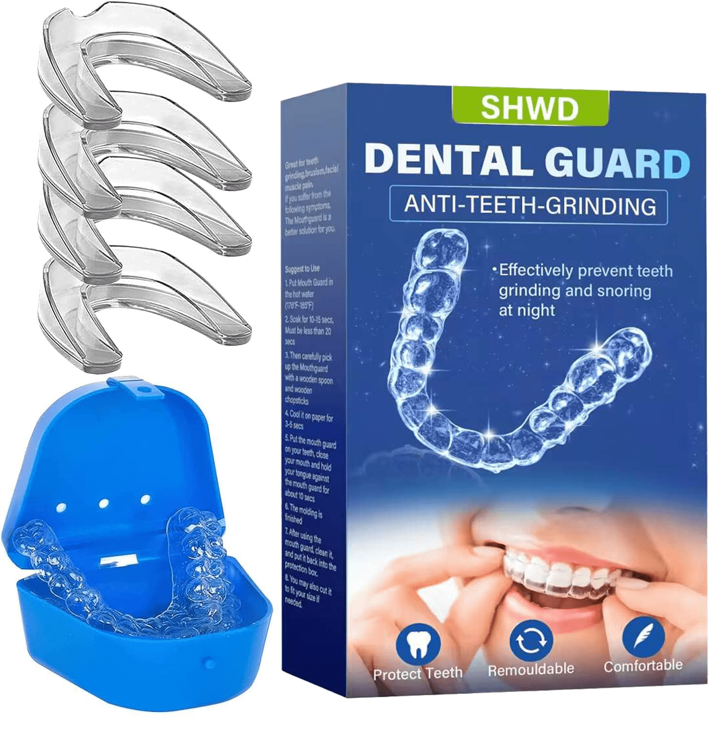 Nighttime Teeth Grinding Mouth Guard, Professional Bruxism Stopper, 2 ...