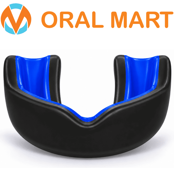 Oral Mart Youth Mouth Guard for Sports - Black/Blue Mouthguard for Kids, Boxing, MMA, Karate, Flag Football, BJJ