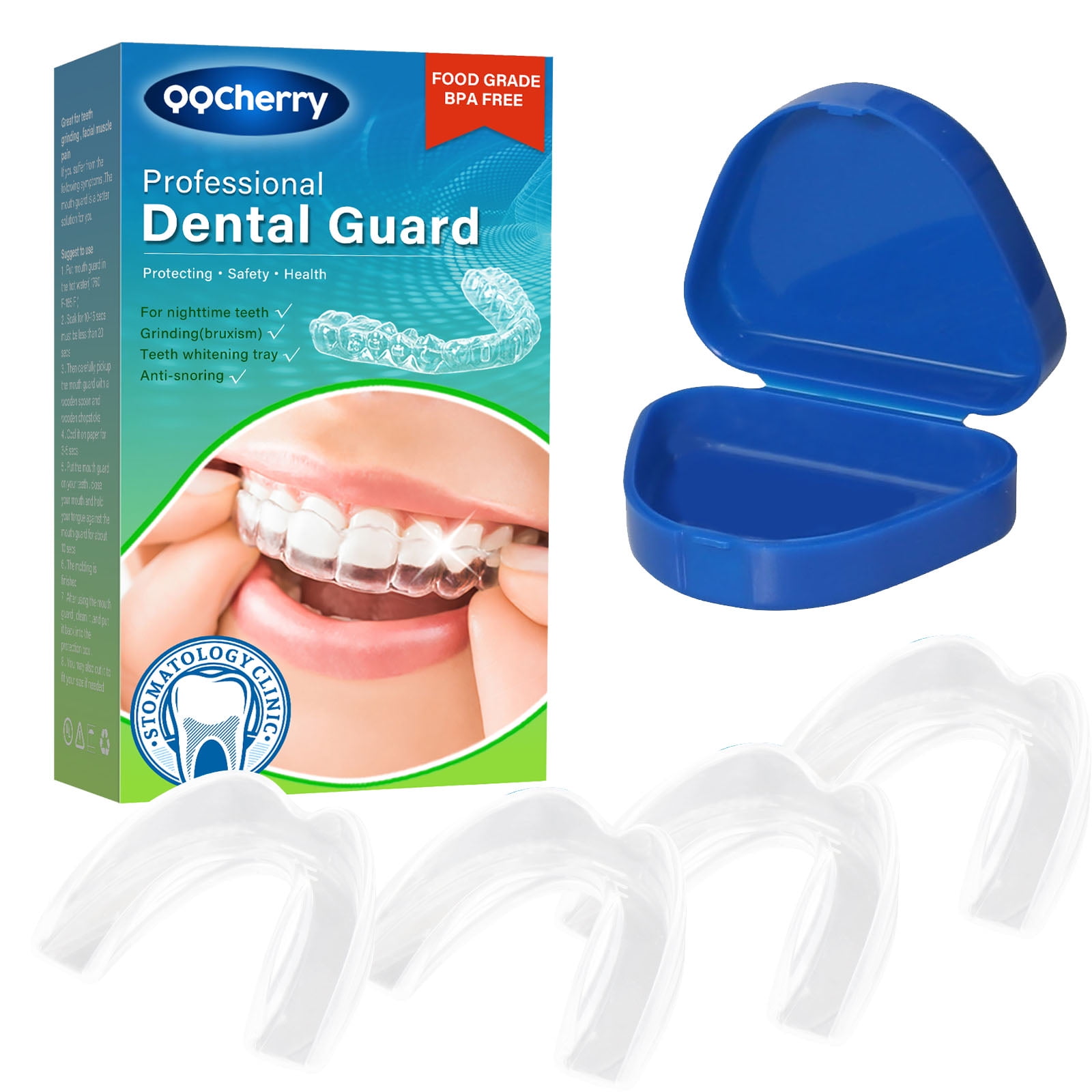 Bite Dental Mouth Guard, Moldable Nighttime Teeth Grinding Guard with Hygiene Case (4 Piece Set