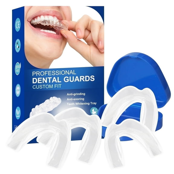 Mouth Guard for Clenching Teeth at Night, Professional Night Guards for Teeth Grinding with Hygiene Case(4Piece Set/2Sizes)