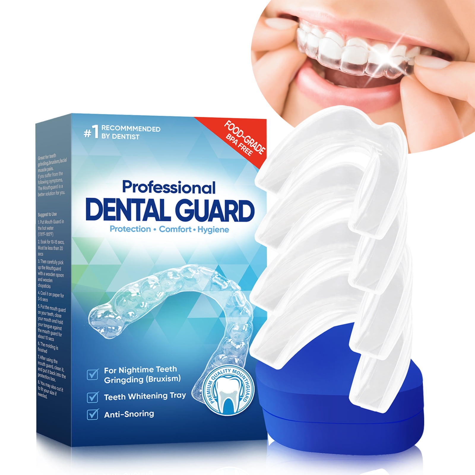 Mouth Guard for Grinding Teeth, Professional Night Mouth Guard, Moldable  Dental Guard